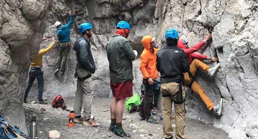 young adults learn canyoneering skills in texas